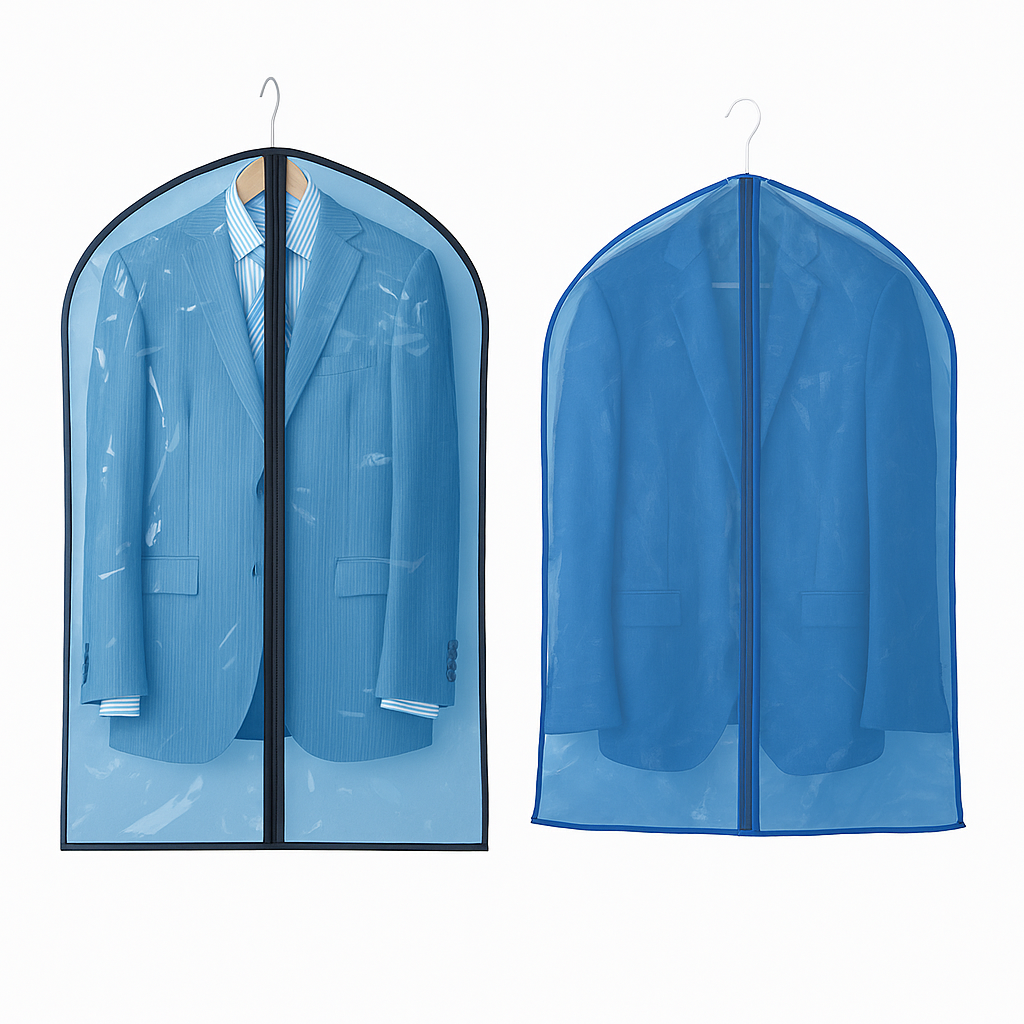 Husa de protectie pentru costum, Zola®, cu fermoar, 60x90 cm, albastru Husa de protectie pentru costum, Zola®, cu fermoar, 60x90 cm, albastru